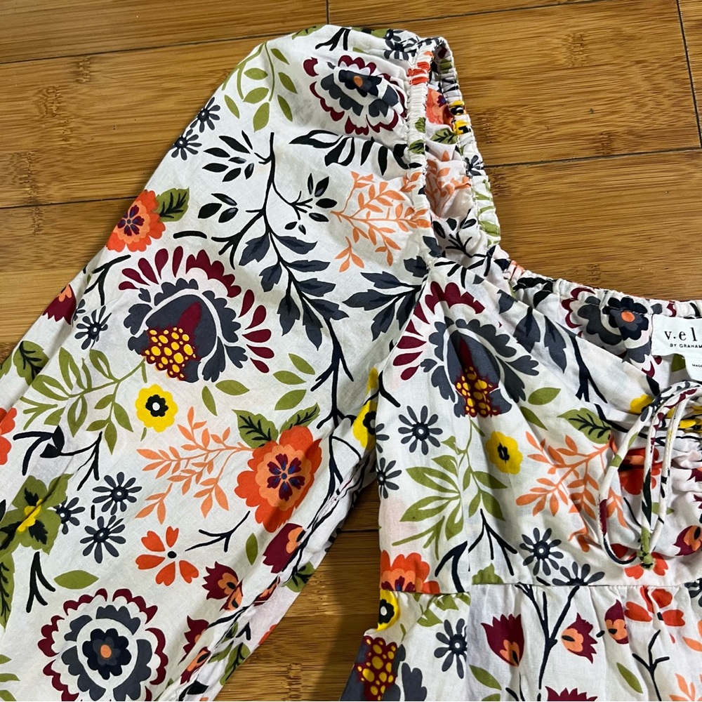 Velvet by Graham & Spencer Stass Floral Multicolor Floral Cotton Babydoll Blouse - Picture 9 of 13